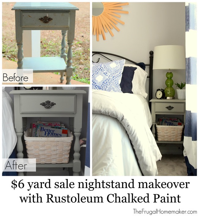 $6 yard sale nightstand makeover with Rustoleum Chalked Paint
