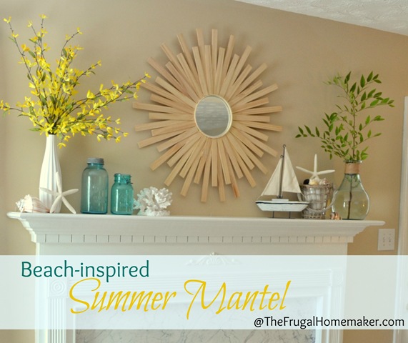 Beach-inspired summer mantel