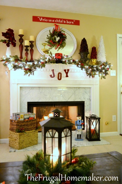 Christmas mantel full shot