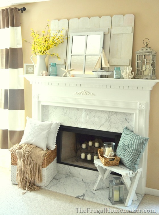 Cottage or Coastal themed mantel