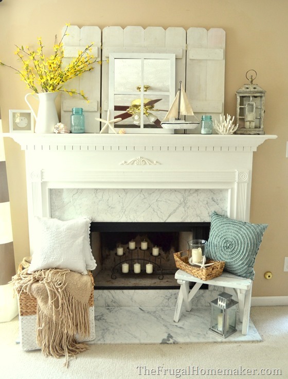 Cottage or Coastal themed mantel