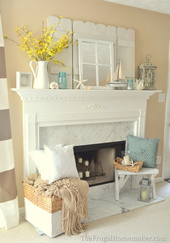 Cottage or Coastal themed mantel