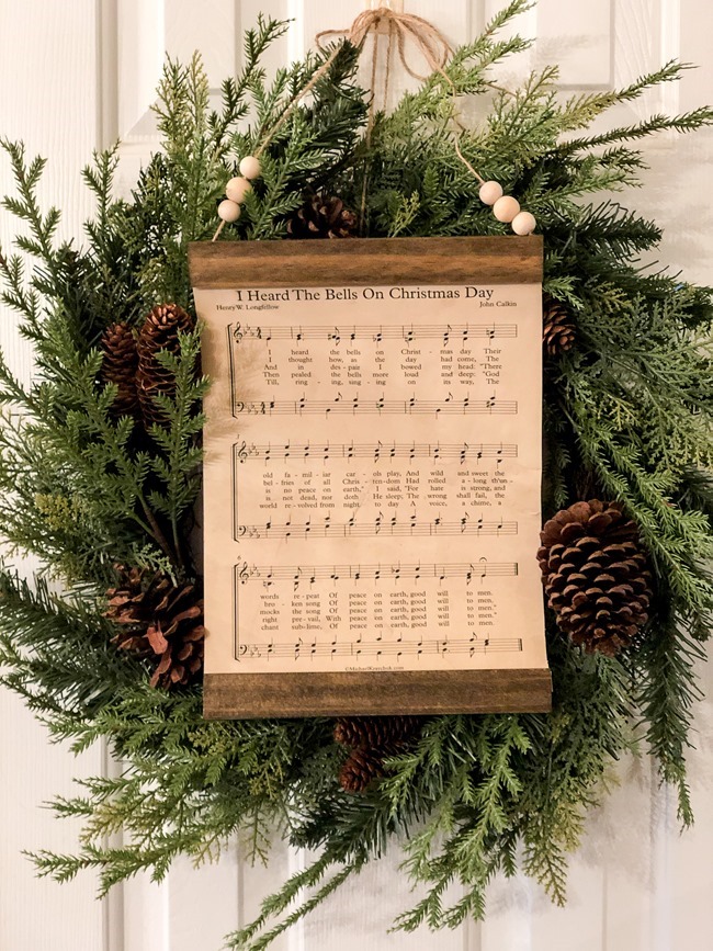 How to make a DIY Christmas music page wall hanging or ornament-23