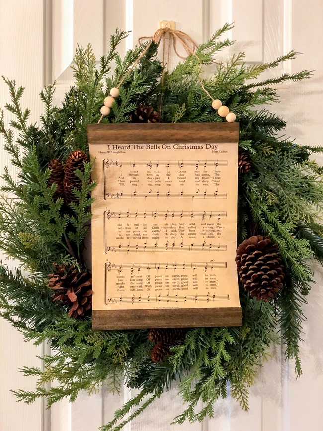 How to make a DIY Christmas music page wall hanging or ornament-25