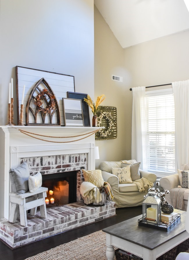 Layered Farmhouse Style Fall Mantel-10-2