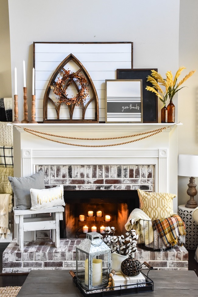 Layered Farmhouse Style Fall Mantel-2-2