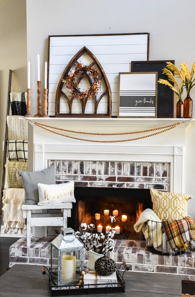 Layered Farmhouse Style Fall Mantel-3-2