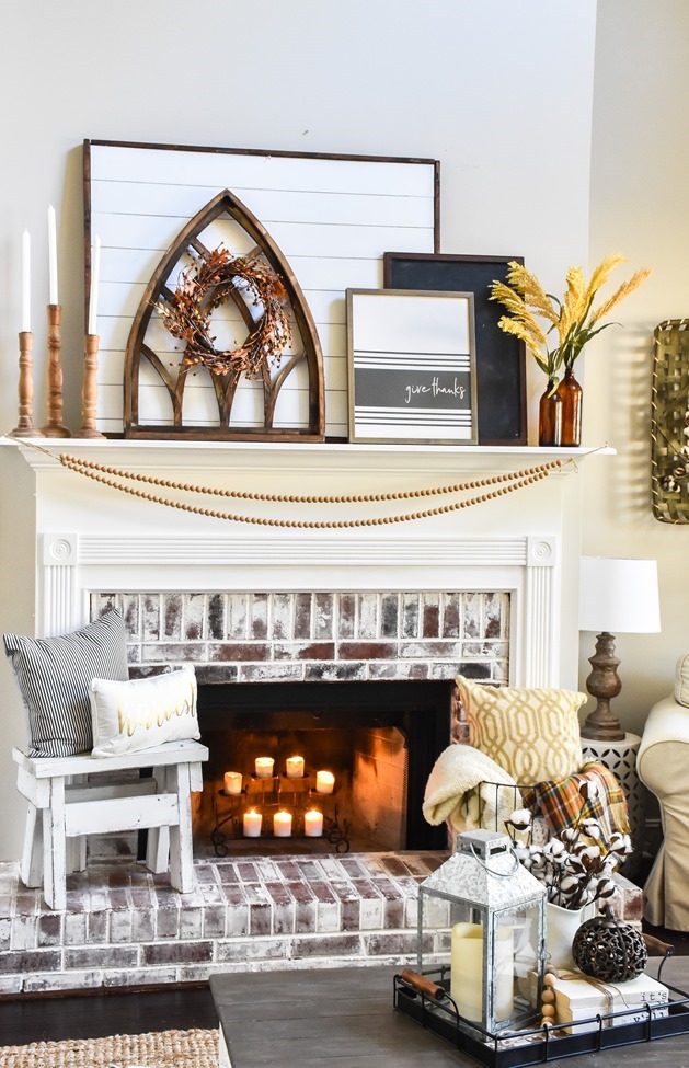 Layered Farmhouse Style Fall Mantel-4-2