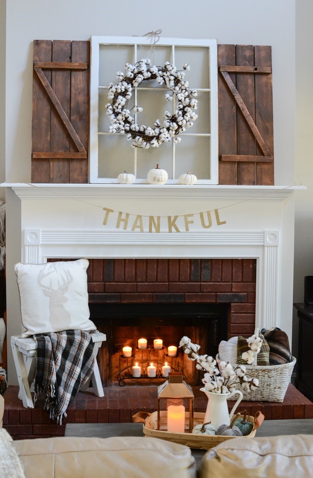 Neutral Farmhouse Fall Mantel and Living Room-3