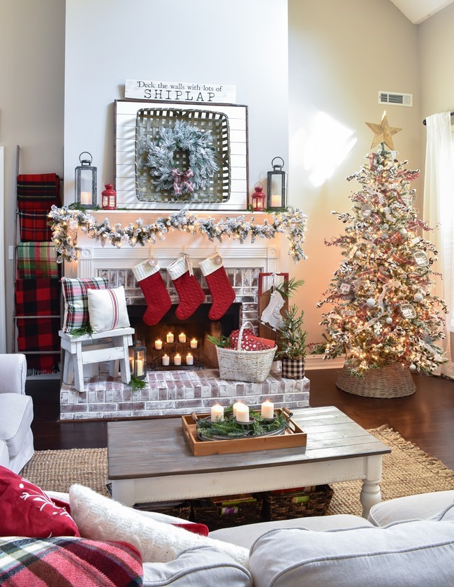 Plaid Farmhouse Christmas Tree and Mantel (12 of 43)