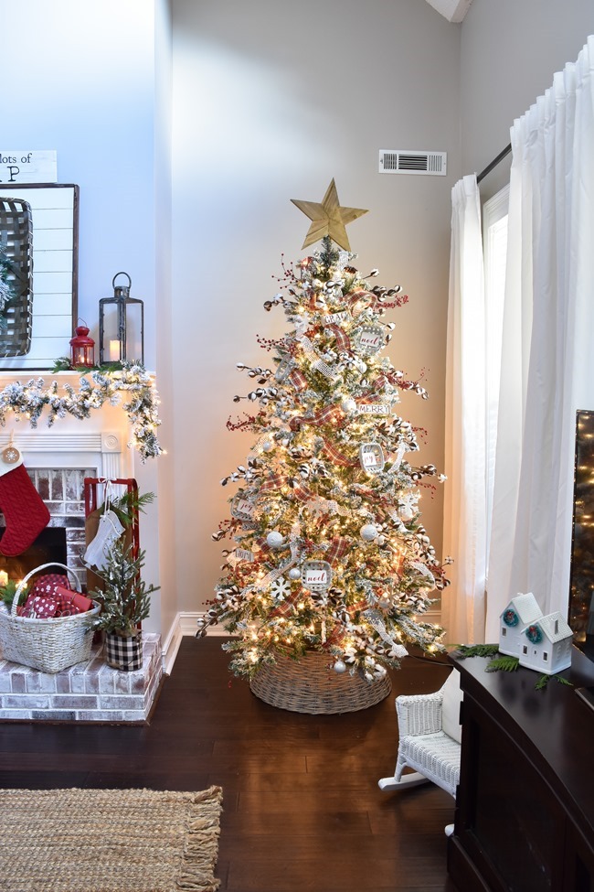 Plaid Farmhouse Christmas Tree and Mantel (26 of 43)
