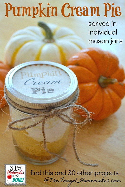 Pumpkin Cream Pie (served in individual mason jars)