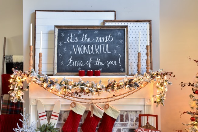 Ski Lodge Inspired Christmas Farmhouse Mantel-14