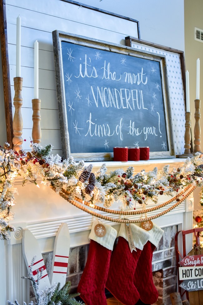 Ski Lodge Inspired Christmas Farmhouse Mantel-26