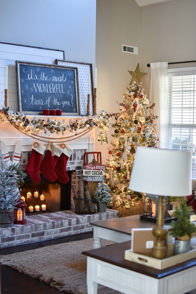 Ski Lodge Inspired Christmas Farmhouse Mantel-30