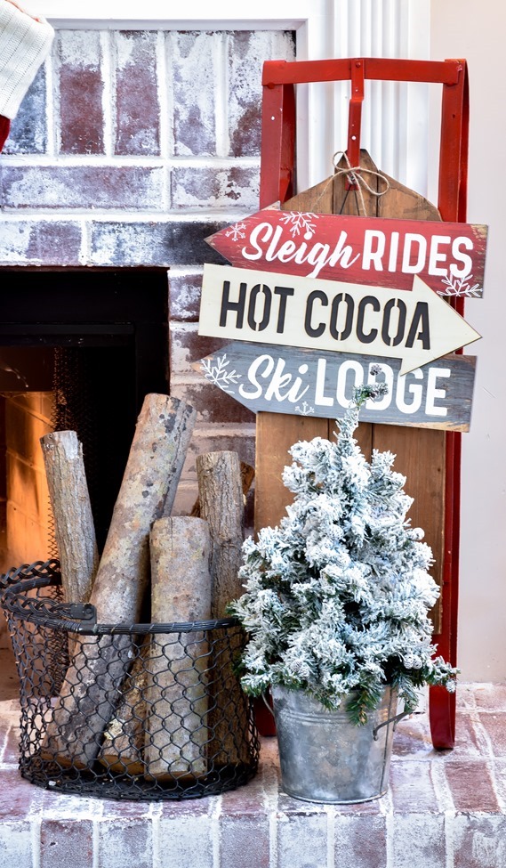 Ski Lodge Inspired Christmas Farmhouse Mantel-4