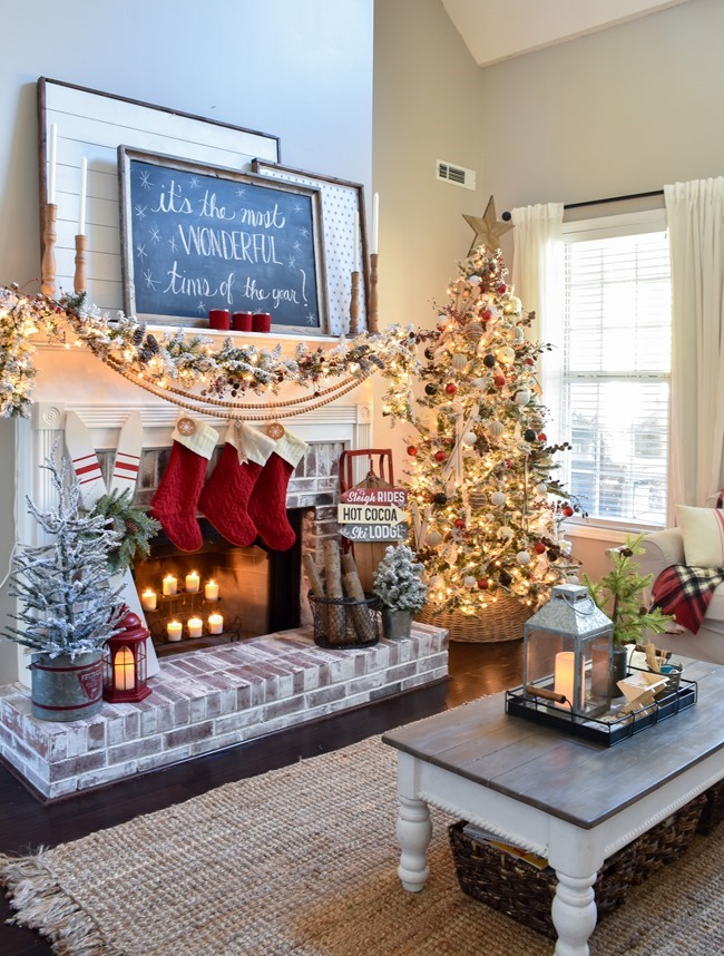 Ski Lodge Inspired Christmas Farmhouse Mantel-7