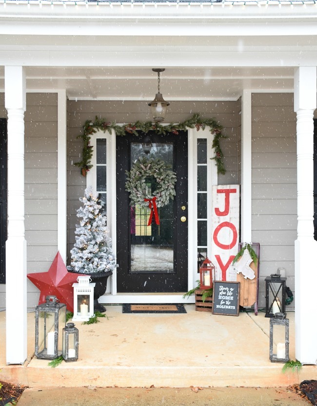 Snowy Southern Christmas Front Porch-13