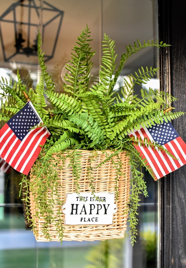 Summer Patriotic Front Door Basket-15 Summer Patriotic Front Door Basket-15